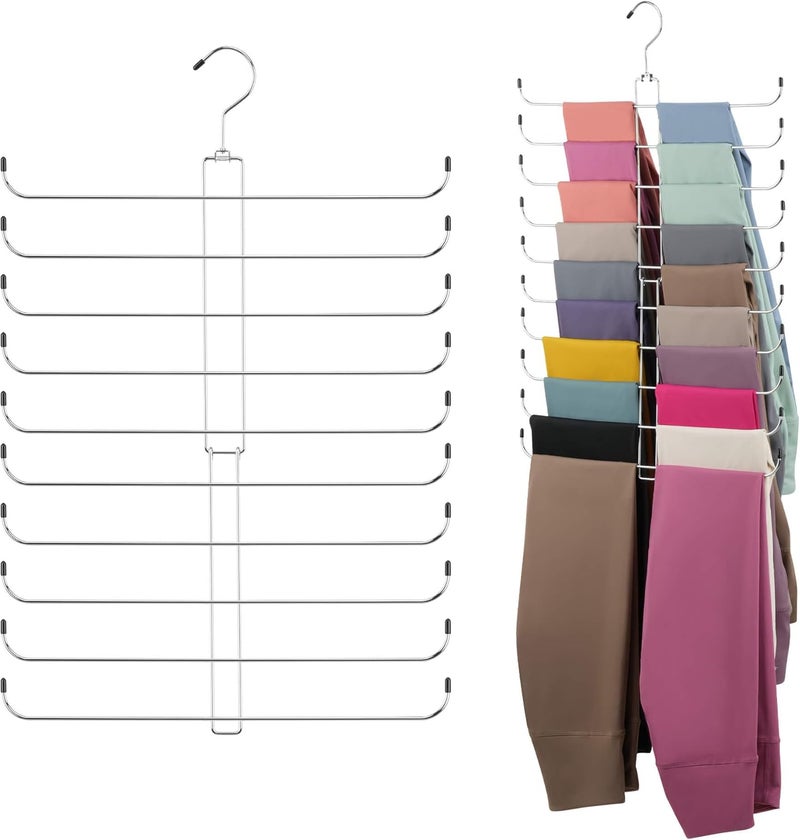 ZEDODIER Legging Organizer for Closet Hanging, Rotatable Yoga Pants Hanger for Women's XS-XL and Girls' Leggings, Holds Up to 20 Pairs Leggings, Space-Saving Closet Organizers and Storage, Silver - Image 1